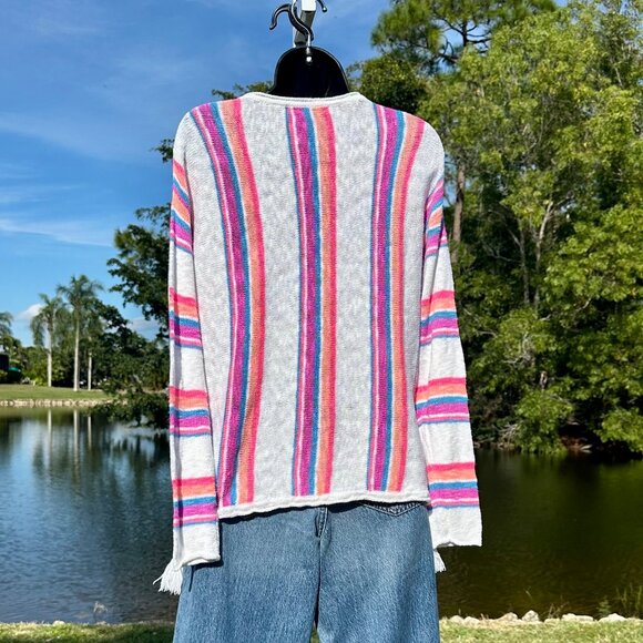 Lilly Pulitzer Rozalia Striped Cotton Beach Sweater Side Tassel-Embellished EUC - Picture 3 of 16